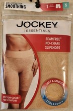 Jockey Essentials Women's SMALL Seamfree No-Chafe Slipshort Beige 21423