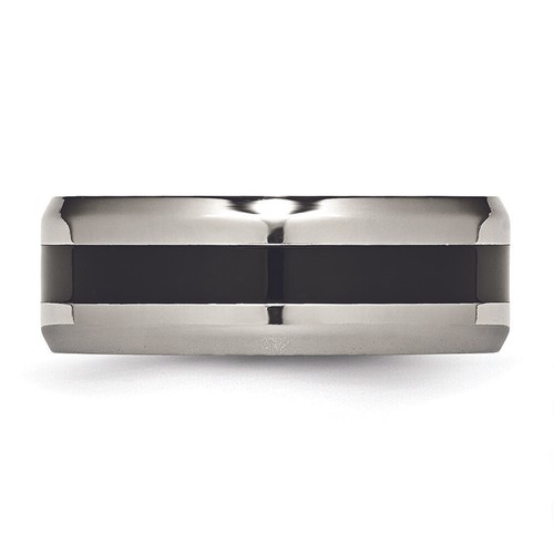 Chisel Titanium Black Enameled 8mm Polished Band Ring TB233 - Picture 4 of 5