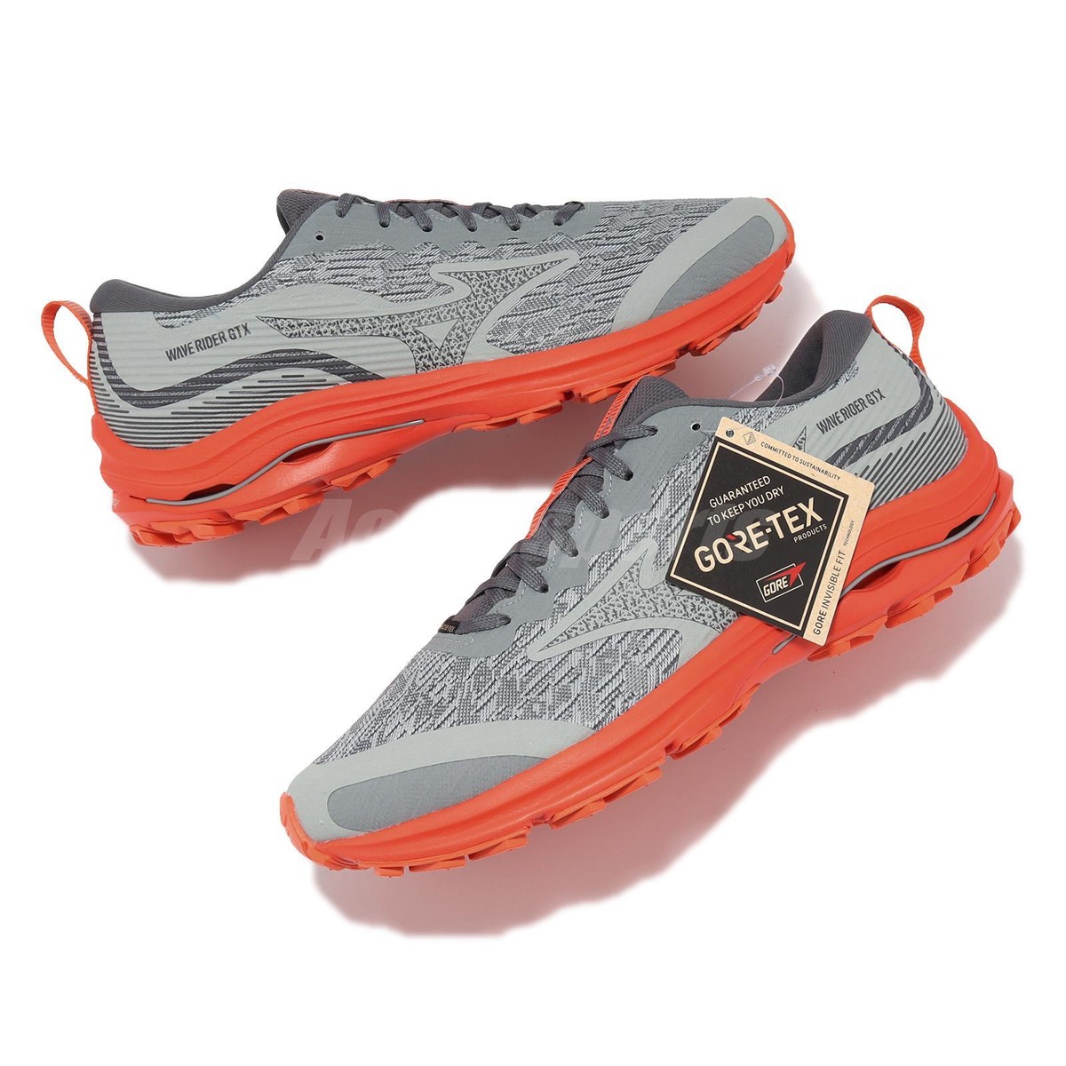 Mizuno Wave Rider GTX Gore-Tex Grey Orange Men Running