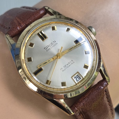 Vintage GRUEN men's automatic watch 730CA 17Jewels DATE swiss 1970s - Picture 6 of 19