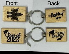 2 Sided Personalized Laser Engraved Wooden Keychain