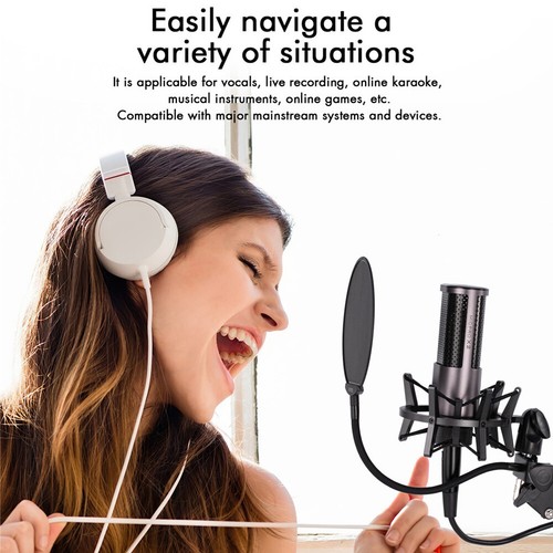 Professional Desktop Live Broadcast Microphone Condenser Recording Mic Set - Bild 5 von 12