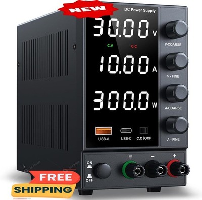 Fuente de alimentación CC variable de 0-30 V y 0-10 A, con conmutación ajustable