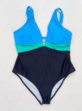 Cupshe Women's Swimsuit Size XL Blue Colorblock One-Piece NEW