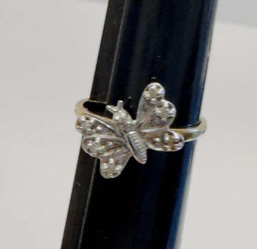 10K gelb weiß Schmetterling Ring Größe 6 zart zierlich klein zweifarbig Gold 1,6 g - Bild 7 von 13