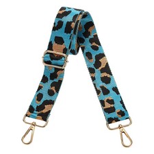 Purse Straps Replacement Crossbody with Light Gold Buckle, Blue Leopard