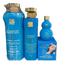 4pc. Lait Snapchat Diamant Blue Body Lotion, Serum, Shower Gel  Face Cream Set