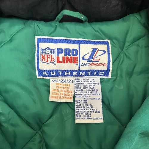 New York Jets 90sLOGO ATHLETIC puffer jacket 2X Kelly/black NFL Pro Line - Picture 10 of 10