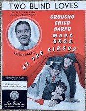 MARX BROTHERS sheet music TWO BLIND LOVES ~ 1939 film AT THE CIRCUS Harold Arlen