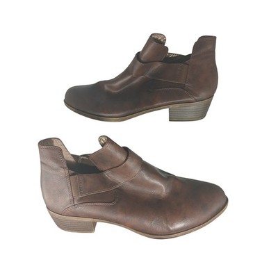 LifeStride Velocity Able Ankle Boots 10M Brown Faux Leather Memory Foam Booties
