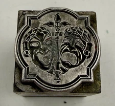 Vintage Printer Letterpress Block - METAL - TRAGEDY & COMEDY - .5" X .5"