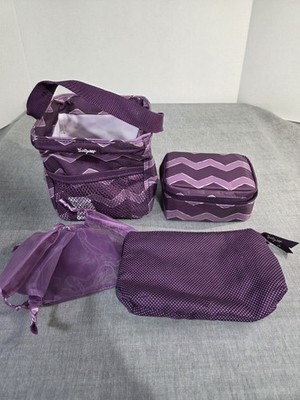 31 THIRTY ONE Little Carry All Plum Chevon Caddy/Tote/Storage Mesh Pocket Set