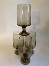 SET OF 4 Libbey TAWNY ACCENT 6-3/8" Ice Tea Glasses; Mid Century; Discontinued