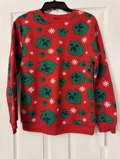 Minecraft Kids Christmas/Winter Sweatshirt Size XL Red/Green