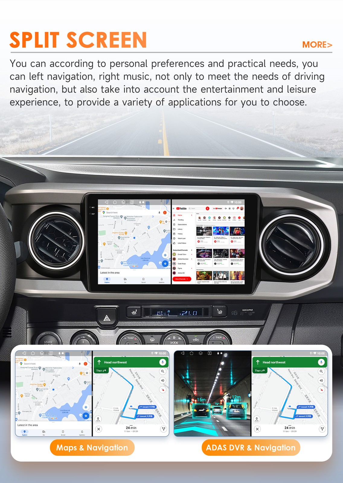 6+64G Carplay For Toyota Tacoma 2016-2022 Car Stereo Radio Android14 GPS WIFI BT