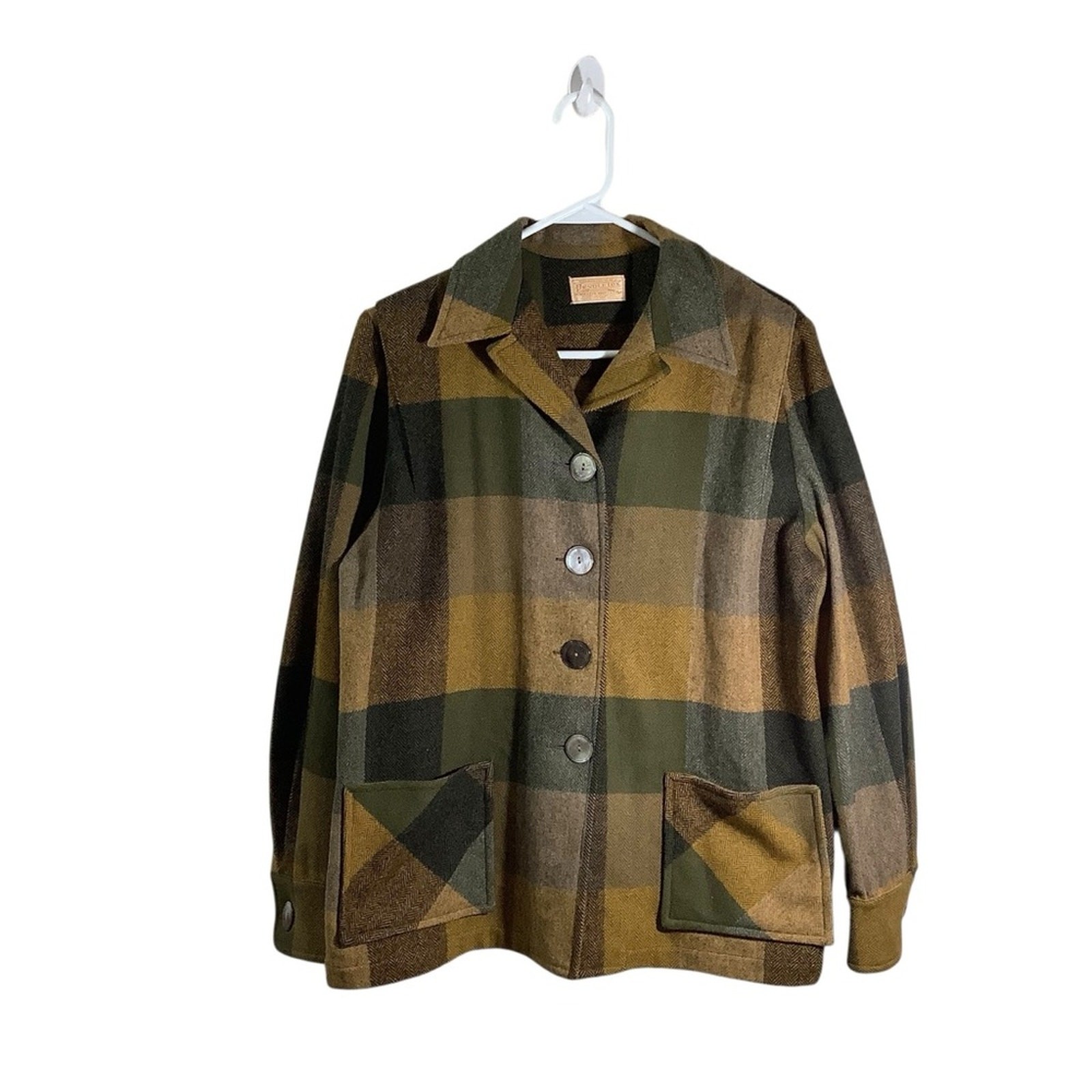 Pendleton Women's Medium Camel Block Plaid Wool J… - image 1