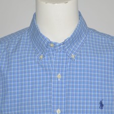 NWT POLO RALPH LAUREN Classic Fit Blue Check Cotton Long Sleeve Casual Shirt XL