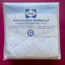 SEALY Antimicrobial Waterproof Fitted Crib Mattress pad 52x28 ~ NEW!