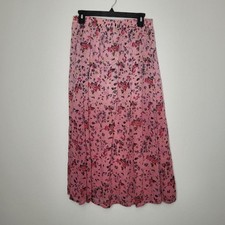 Vintage 90s girlie romantic floral pull on midi preppy whimsy feminine skirt med