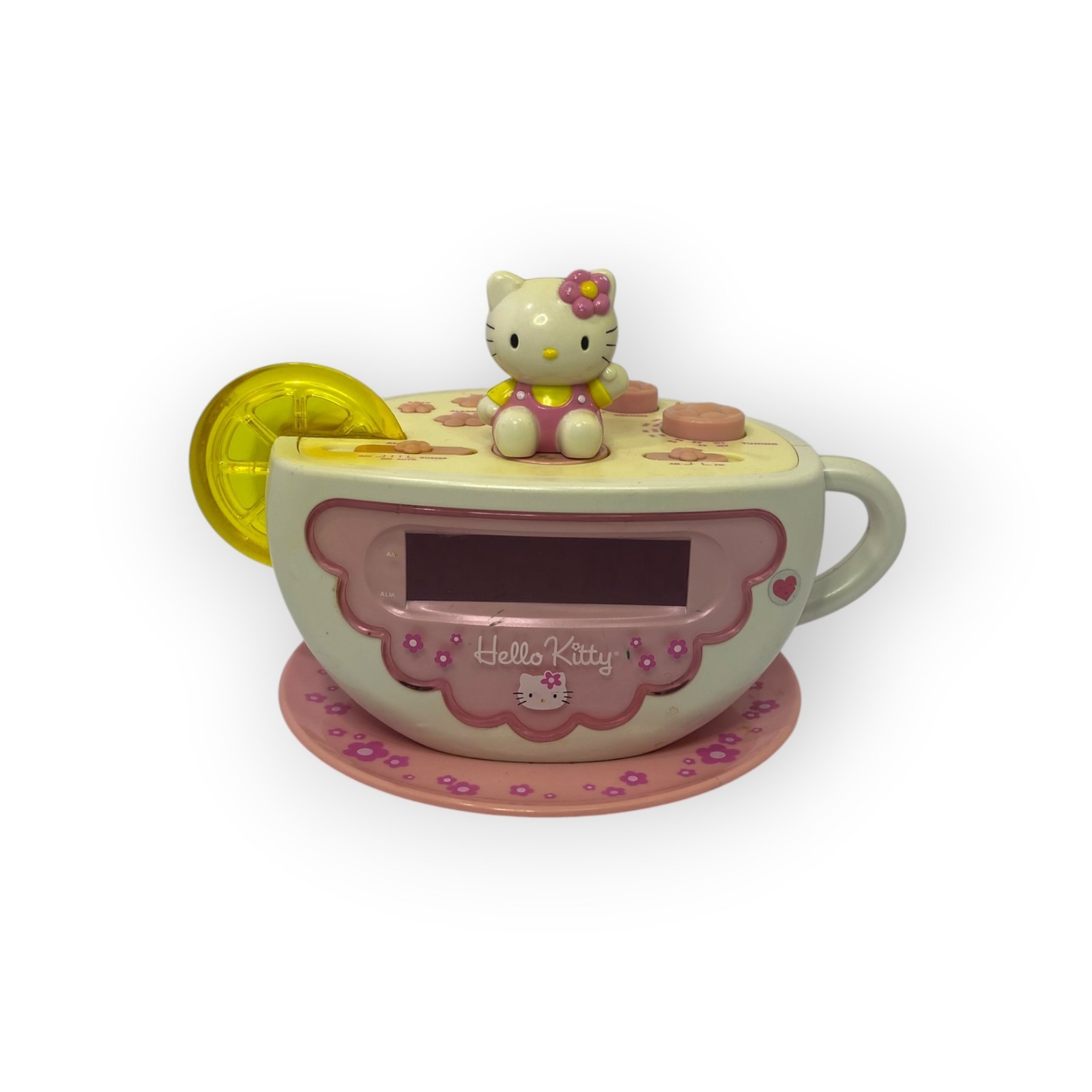 RARE Hello Kitty Tea Cup AM/PM Alarm Clock Radio & Nightlight Lemon HK155 WORKS