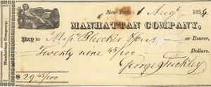 Manhattan Co. Check - Very Early 1834-36's dated New York Bank Check - Fantast