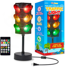 Mini Traffic Light Lamp with Base 11 Inches Vibrant Decoration Working with Batt