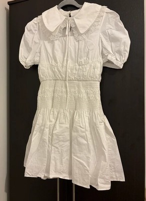 Self-Portrait White Cotton Poplin Dress