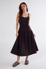 Nastygal Black Midi Dress Womens Daywear Dresses