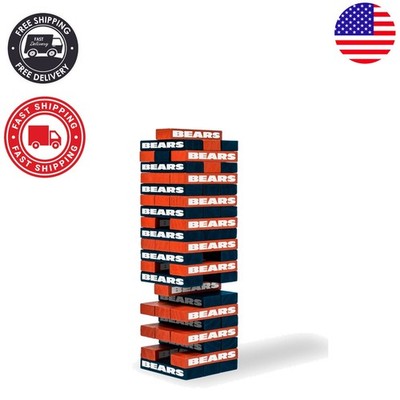 NFL Chicago Bears Stackers - Portable 54-Block Game for Everyone, No Assembly