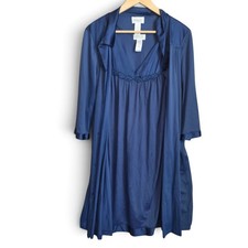 VTG Vanity Fair Nightgown Robe Set Medium Blue Peignoir Embroidered Sleepwear