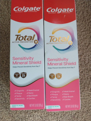 (2) Colgate Total Active Prevention SENSITIVITY MINERAL SHIELD Toothpaste  3 oz