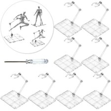 8 PCS Action Figure Display Stands with Screwdriver, Transparent, for 6in Models