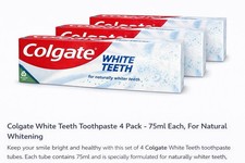 Colgate White Teeth Toothpaste 4 Pack Whitening Fresh Mint Oral Care 75ml 35.97 per litre