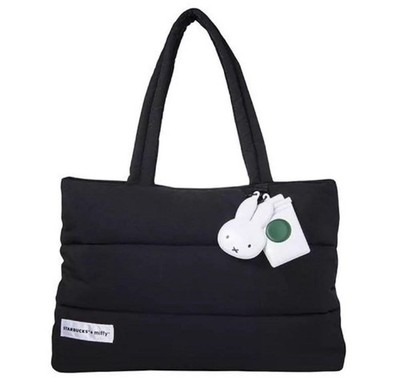 Singapore Starbucks Miffy Puffer Tote Bag Black 18-4.7-12in New