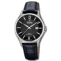 Festina Herren Uhr F20007/4 Leder Armband-Uhr Swiss Made Schwarz UF20007/4