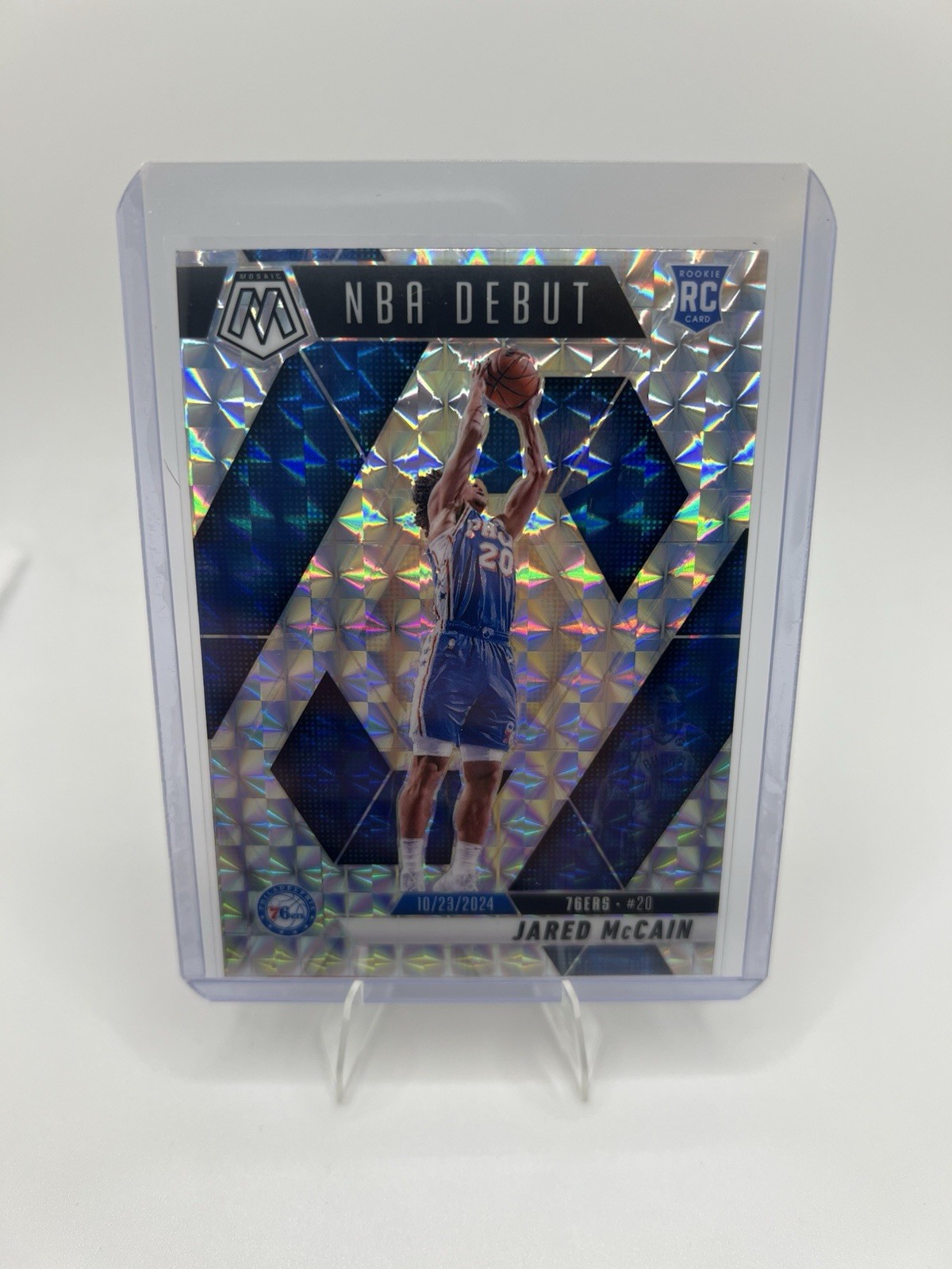 Jared McCain 2024-25 Panini Mosaic NBA Debut Silver Mosaic Prizm RC #263