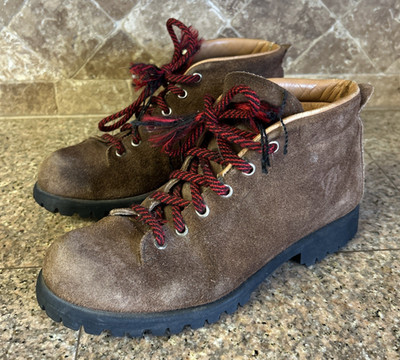 Vasque Vintage Mens 8.5 A Brown Suede Lace Up Mountain Hiking Boots Vibram USA