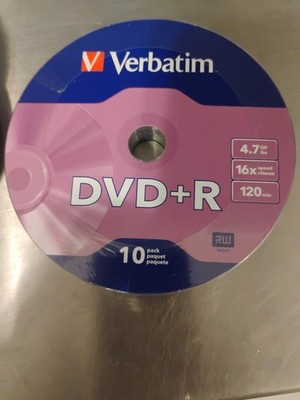10 Verbatim Blank DVD+R 4.7GB  DVD Disc 16x speed 120 min new 