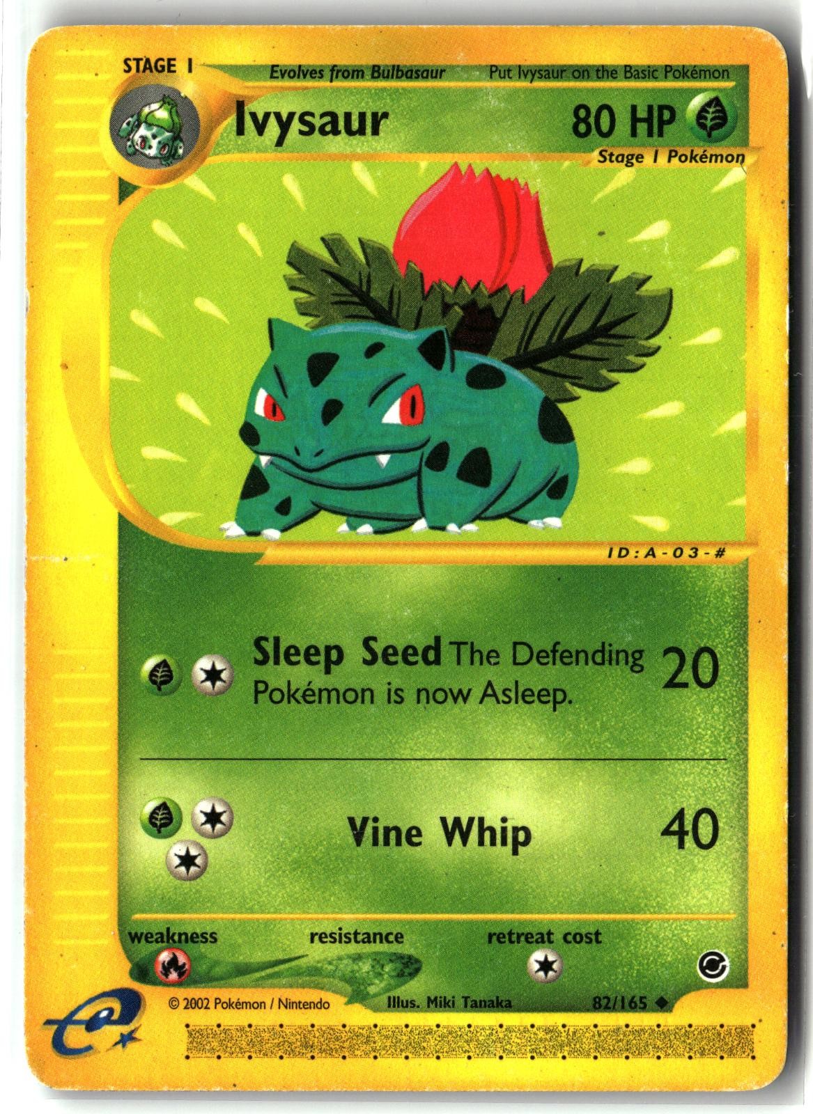 2002 Ivysaur ⭐️ 82/165 Uncommon Expedition Base Set Pokemon LP Front/MP Back