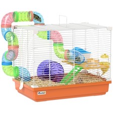 2 Tier Pawhut Hamster Cage Small Animal House w/ Exercise Wheels Tunnel