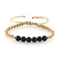 Cavill Damen Armband Schwarzer Onyx 10,26Ct Geflochten Verstellbar