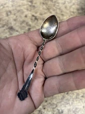 Sterling Silver .925 Small Tea Baby Spoon Swirl Twist Handle 4" 2.9 Grams