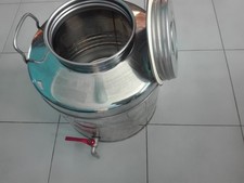 CONTENITORE BIDONE FUSTO PER ALIMENTI (OLIO) IN ACCIAIO INOX 30 LITRI RUBINETTO.
