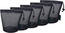 5Pcs Black Mesh Bags - Nylon Sack Durable Drawstring Net Bags - Small Travel Sle