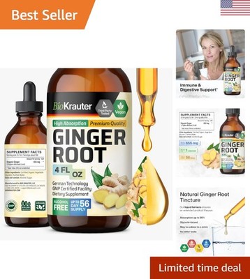Alcohol-Free Ginger Drops - 56-Day Supply of 655 mg Liquid Extract for Wellness
