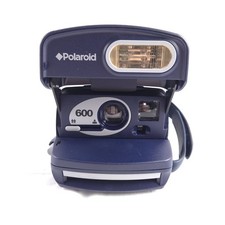 Polaroid 600 One Step Express Instant Camera Blue Vintage Tested Works
