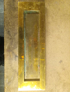 Georgian Solid Brass Letterbox Slot Plate with Hinged Flap 400mm x 125mm