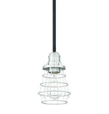Craftmade 50691 Thatcher 5''W Cage Mini Pendant - Flat Black / Brushed Polished