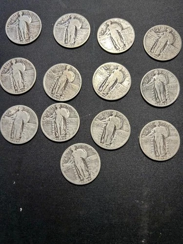 Standing Liberty Quarters, Lot of 13, 90% Silver