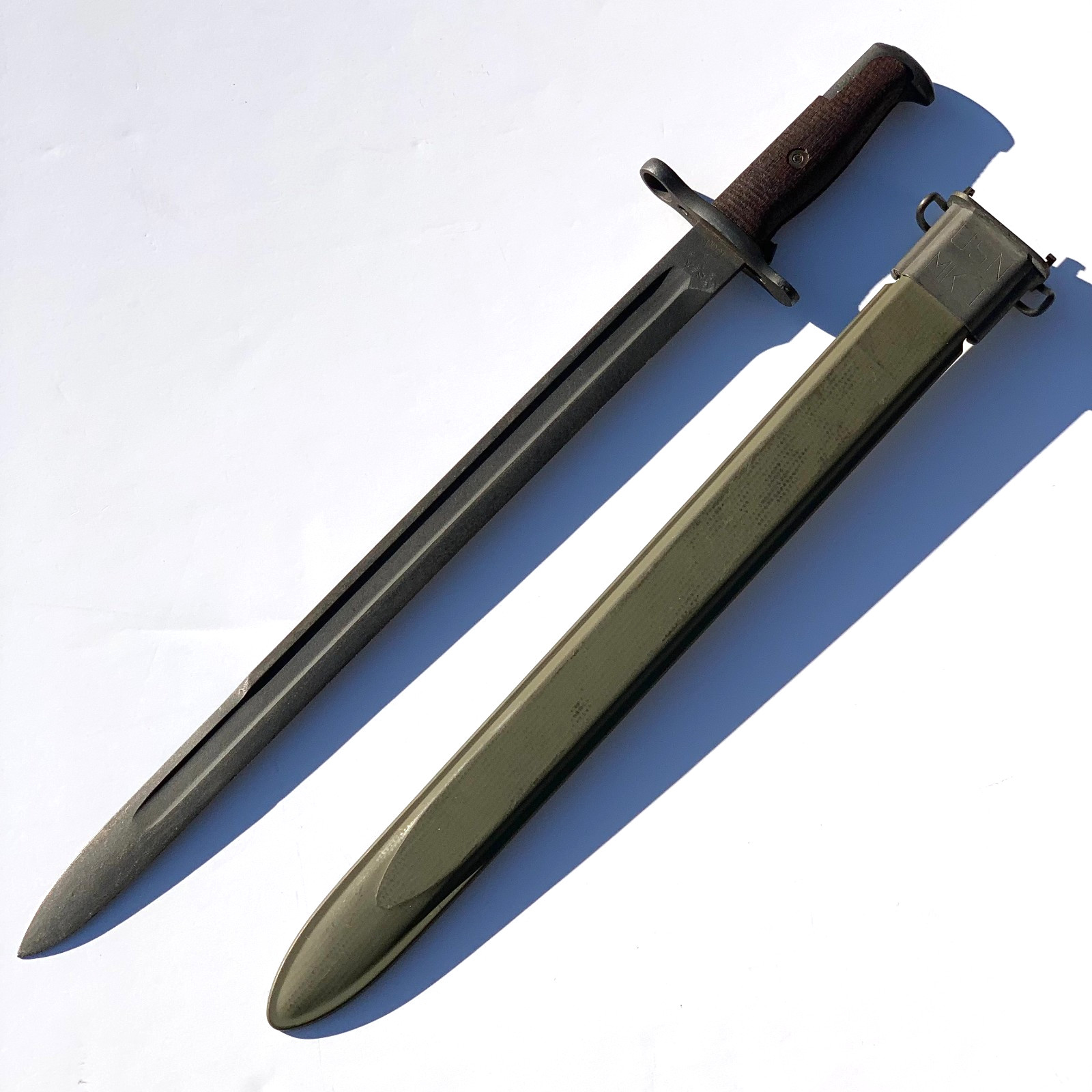 Original US M1905 Bayonet SA 1908 Dated with WWII USN MK1 Scabbard 16" Blade EX+